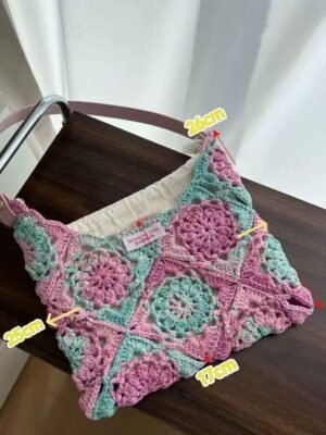 100% Handmade Floral Granny Square Crochet Bag | Vintage Boho Shoulder Bag (Available in 4 Colors)