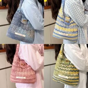 100% Handmade Vintage Crochet Hobo Bag | Shell Stitch Boho Shoulder Bag (4 Colors Available)