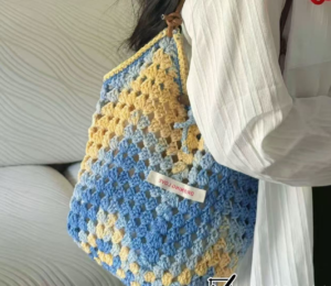 100% Handmade Crochet Boho Tote Bag | Vintage Granny Stitch Shoulder Bag (Available in 4 Colors)